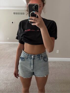 Gap high-wasied light blue washed denim shorts